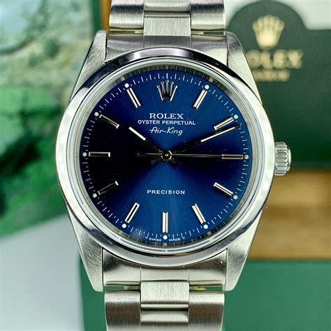 rolex air king oyster perpetual 14000 blue|rolex air king 14000 price.